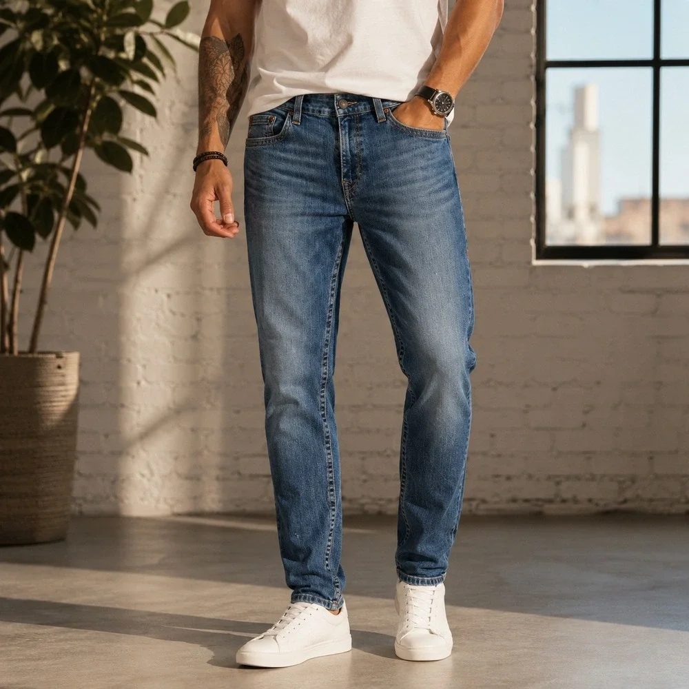 True‎ Religion Mens Rocco Relaxed Skinny Jeans 34x32 Blue Distressed Stretch